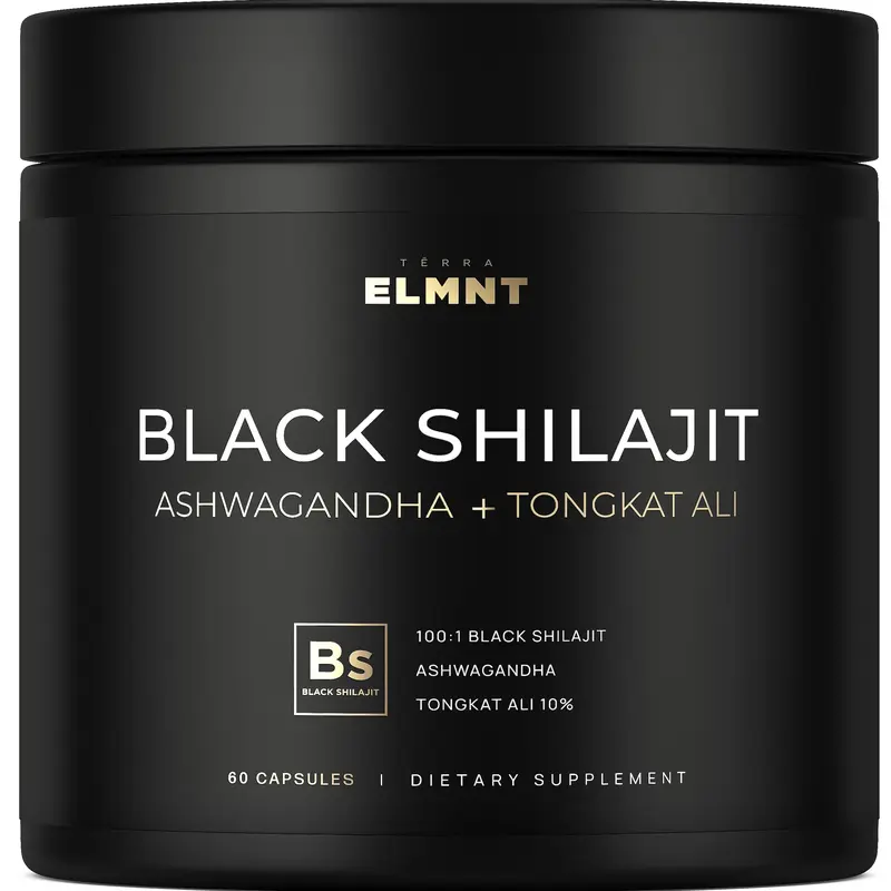 Black Shilajit Supplement | 100:1 Black Shilajit with 60% Fulvic Acid + Ashwagandha & Tongkat Ali | Energy, Stamina & Male Wellness Support | TERRA ELMNT