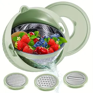 1Set 4 Points 1 Set with Mixing Bowl Set, Kitchen Colander with Bowl, Fruit Cleaner, Food Strainer, Pasta Rice Strainer, Salad Spinner, Kitchen Strainer Basket Bowl