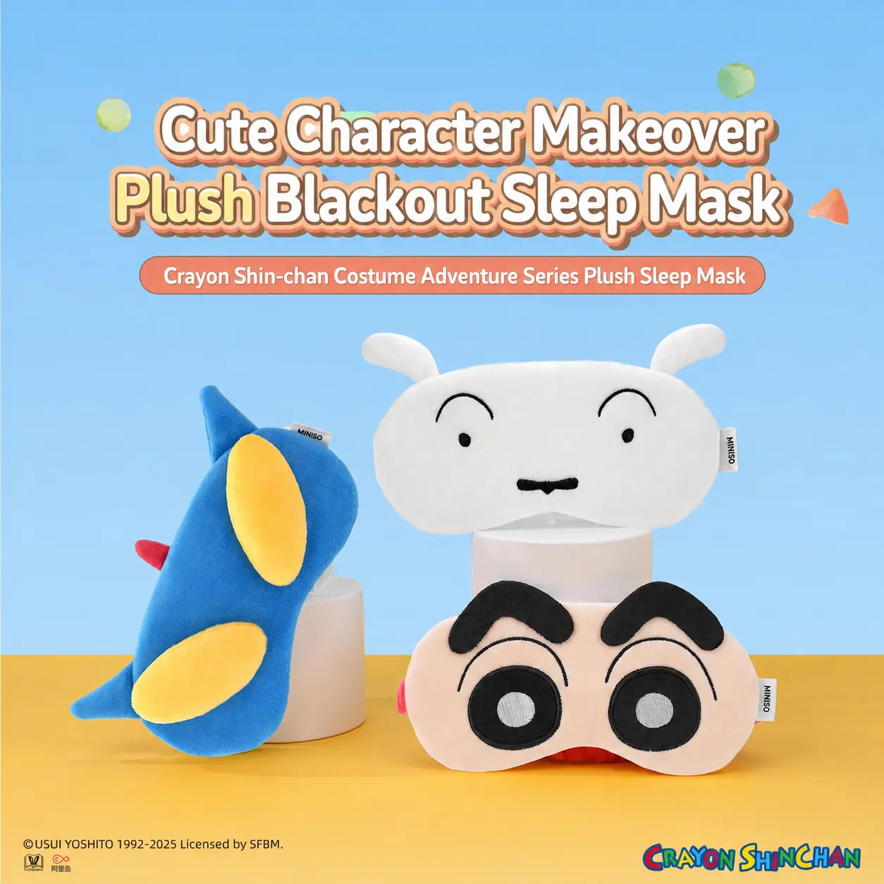 MINISO x Crayon Shin-chan Adventure Series Soothing Soft Sleep Mask - Beauty & Personal Care, Eye & Ear Care Essential for Travel, Naps, Sleep Routine