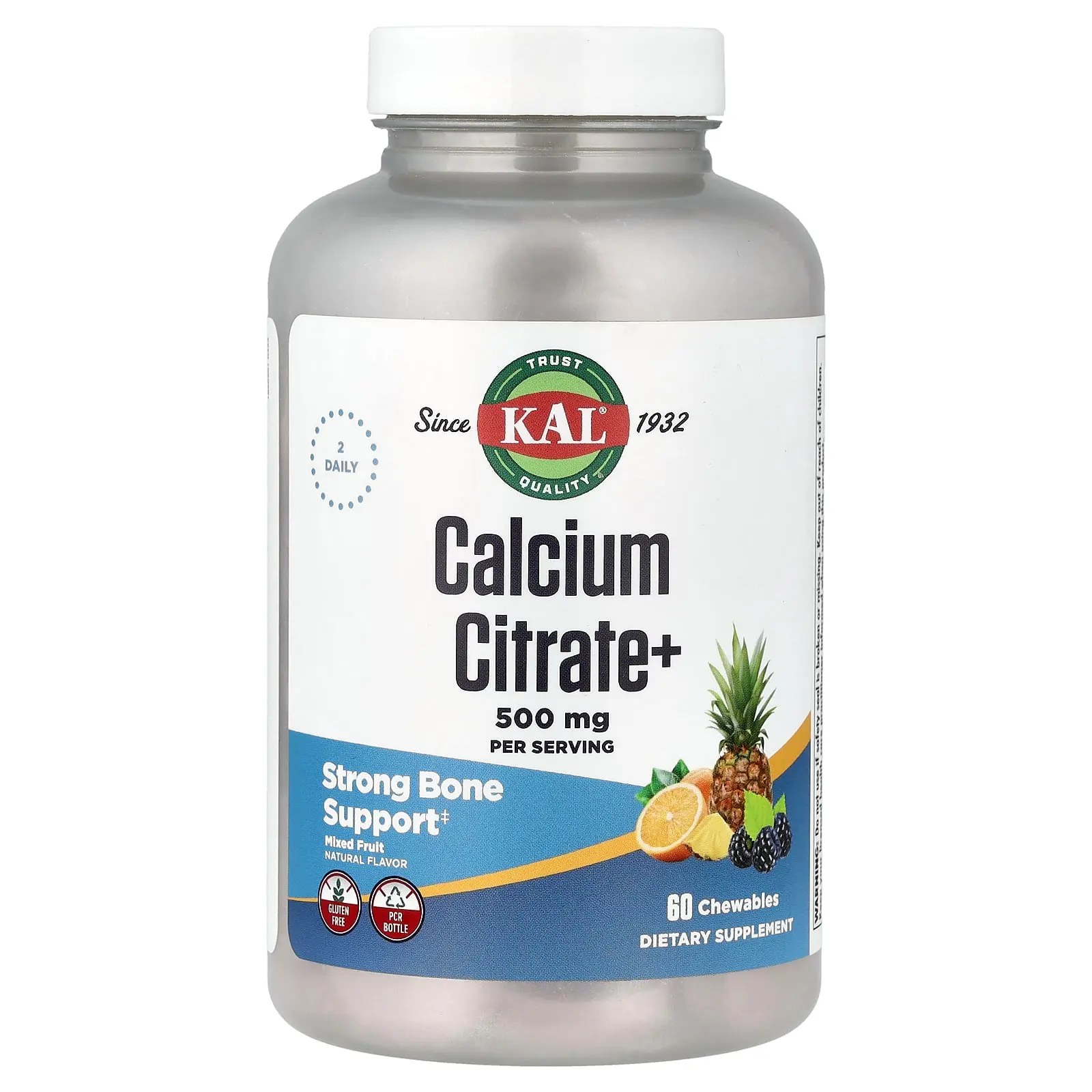 KAL Calcium Citrate+, Mixed Fruit, 60 Chewables KAL Calcium Citrate+, Mixed Fruit, 60 Chewables