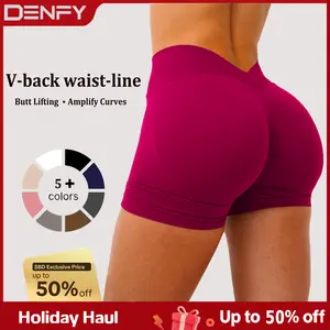 DENFY LJ V-BACK SCRUNCH SHORTS Fitness Gymwear Yoga Pants Gym Workout Sportswear Drying Exercise Yoga High Cycling Quick Drying Gymclothes