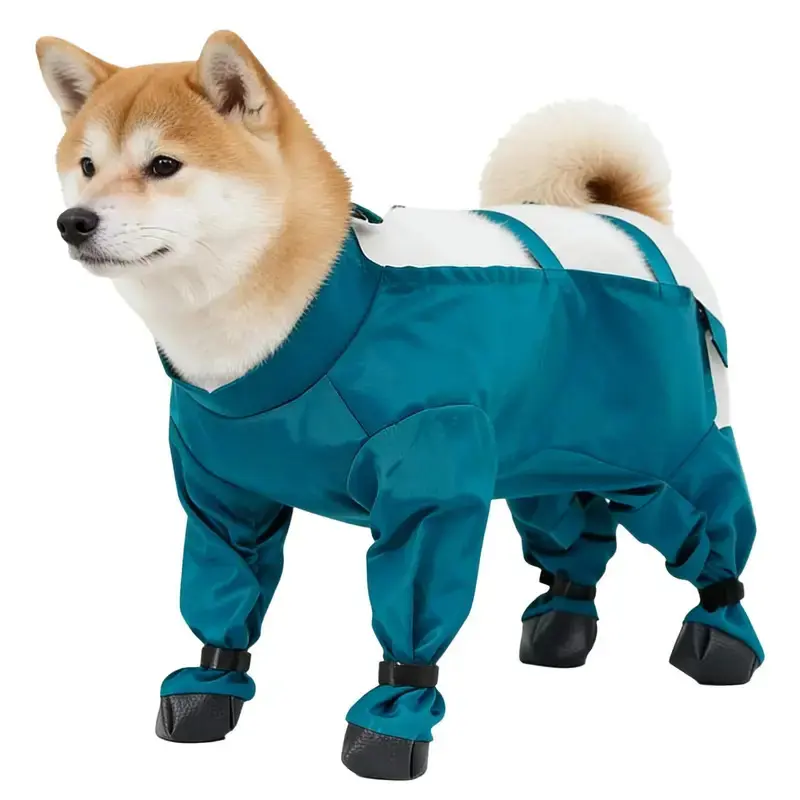 Dog Snow Suit Adjustable Waterproof Pants Reflective Strips Dog Suspenders Boots Dog Coat Jackets for Outdoor clothing