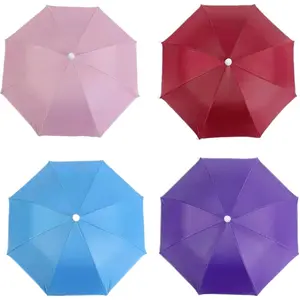 4 Pack Umbrella Hat, Sports Head Umbrella Hats for Adult Kids Women, 21" Diameter Folding Waterproof Rainbow Fishing Headwear for Outdoor Party Beach Hiking