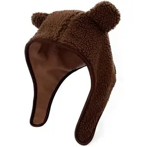 Cute Little Bear Safety Helmet Polar Fleece Magnetic Buckle Y2K Men's and Women's Ear-Protection Lei Feng hat