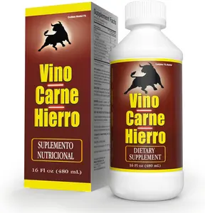 Vino Carne Hierro Iron Supplement | Liquid Supplements with Iron & Vitamin Supplement Blend for Energy Support, Red Blood Cell Function, Oxygen Transport & Vitality | 16 Fl Oz