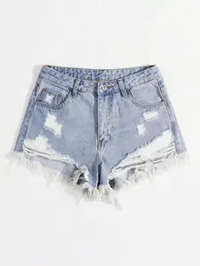 Women's Denim Shorts, Frayed Hem Shorts, Casual Fashion Shorts for Daily Wear, Ladies Bottoms for Summer