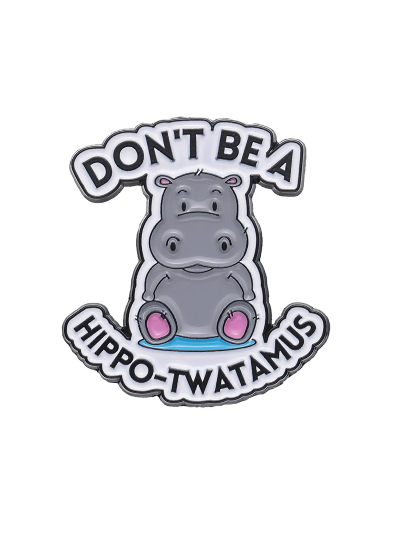 Y2k Cute Fun Cartoon Hippo Design Brooch, Brooch Pins, Letter Pattern Enamel Pin for Clothes Decoration, Fashion Accessory, Suitable for Backpacks, Jeans, Decoration Fixed Buckle, Casual Zinc Alloy Jewelry for Men & Women, Lapel Brooch