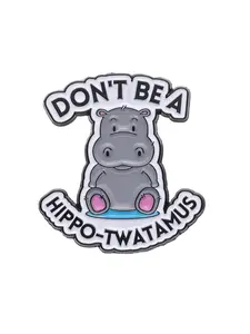 Y2k Cute Fun Cartoon Hippo Design Brooch, Letter Pattern Enamel Pin for Clothes Decoration, Fashion Accessory, Suitable for Backpacks, Jeans, Scarves, Hats Decoration Fixed Buckle, Casual Zinc Alloy Jewelry for Men & Women