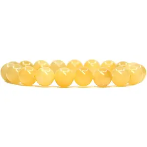 Angelstones Natural Yellow Jade Genuine Semi-Precious Gemstones Healing 10mm Beaded Stretch Bracelet 7" Unisex