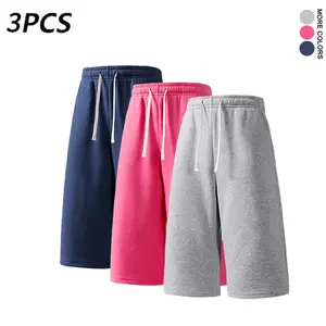 3Pack   Men’s Gray Knit Casual Sports Three-Quarter Jogger Shorts — Loose Fit for Summer (Available in 3-Pack and Single Pack) pant