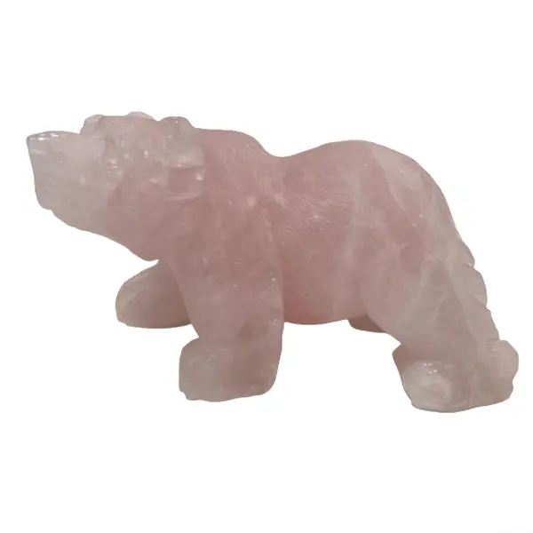 IG Crystal 1 Count High Quality Rose Quartz Bear Crystal Carving Healing Crystal Gem Reiki Healing Home Decor Crystal Jewelry Shop Pretty Crystals