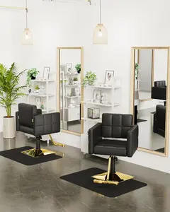 Baasha Professional Gold Salon Chair, Comfortable Hair Chair with Memory Cushion, 360° Swivel Stylist Chair, Premium Styling Chair for Hair Stylist, 330 lbs Weight Capacity