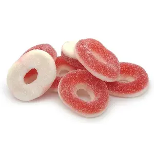 Halal Watermelon Gummy Rings with Sugar Coating