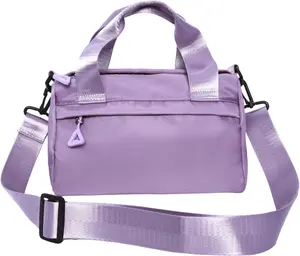 Mini Black Gym Bag Sport Bag Adjustable Small Duffle Bag Detachable Strap Gym Tote For Women Small Duffle Bag (Purple)
