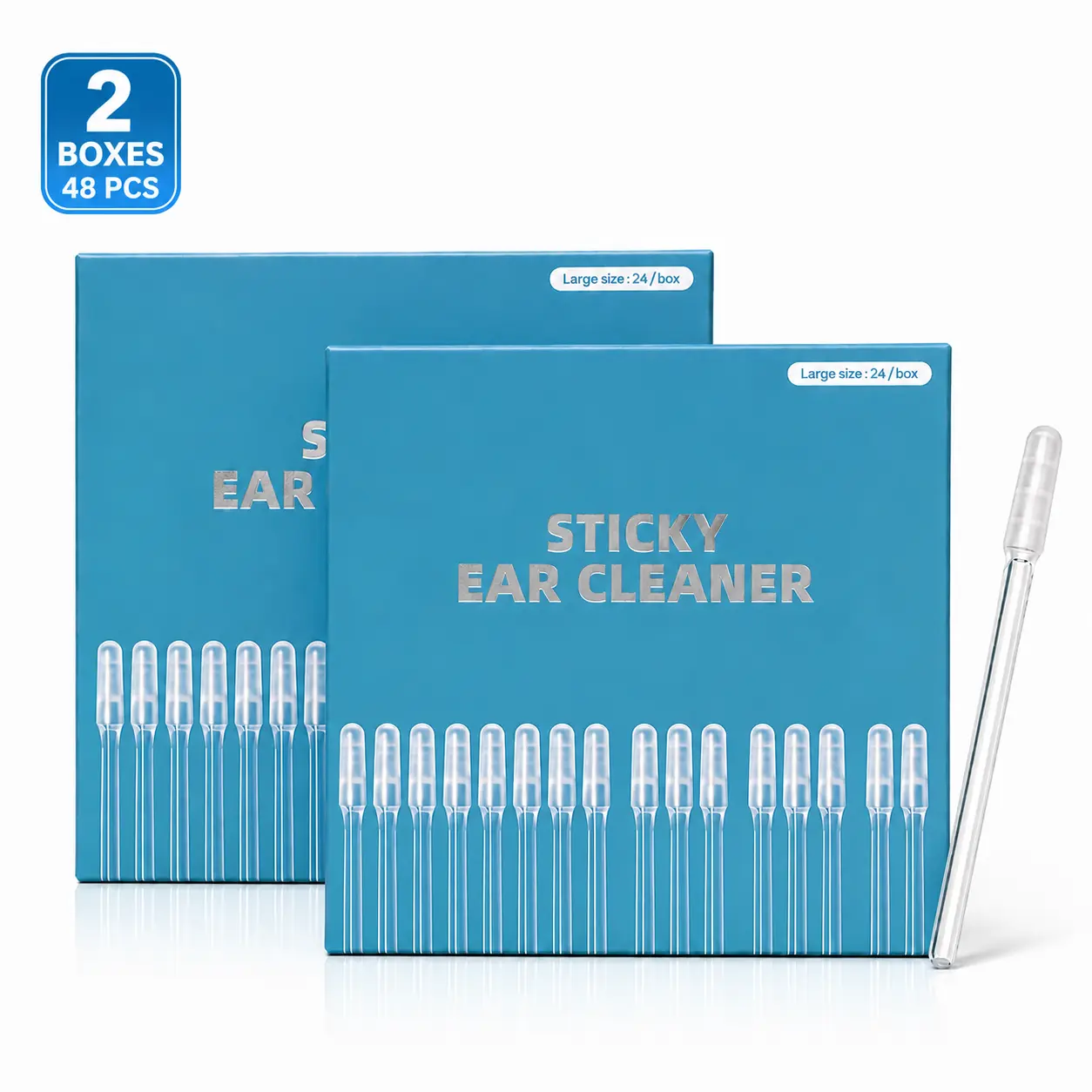 Reusable Sticky Ear Cleaning Stick for Adults, Reusable Sticky Ear Cleaner Picks, Removal Adhesive Swabs Gentle Soft Ear Scoop Remover Tool with Dust Cover Packaging (1 Set/24 PCS)