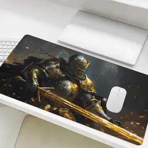 Knight Pattern Mouse Pad, Large Gaming Mousepad with Stitched Edge, Non-Slip Rubber Base Mouse Pad for Home Office Desk