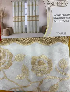 Luxury Sufeena Jacquard Macramé Curtain With Attached Valance