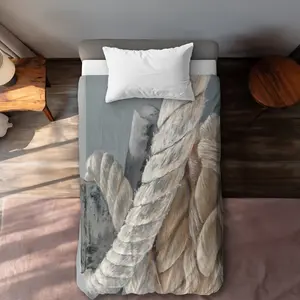 Begin Home Decor C1DCTSW09XY9LV Tie-Down Ropes Closeup - Livingroom Boat Twin Size Duvet Cover Decor