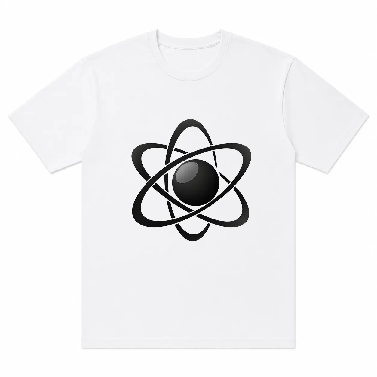 Atomic Orbit Women’s Graphic Tee, White Science Symbol T-Shirt, Minimal Retro Y2K Graphic Top, Relaxed Fit Casual Streetwear, Everyday Summer Outfit for Women & Unisex