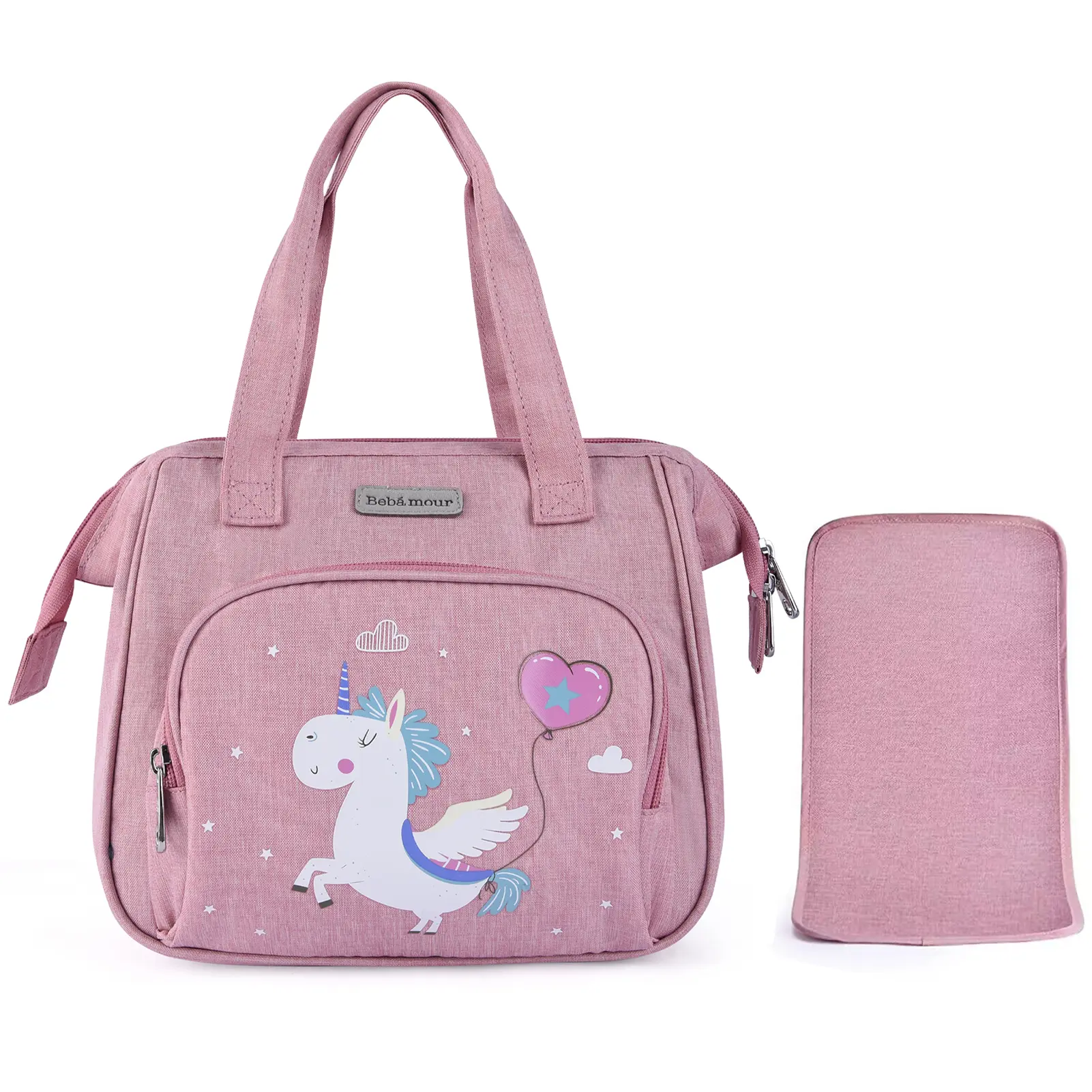 BEBAMOUR Cute Portable Mommy Diaper Bag Purse with Changing Pad and Accessories for Kids’ Doll Play, Mommy Bag