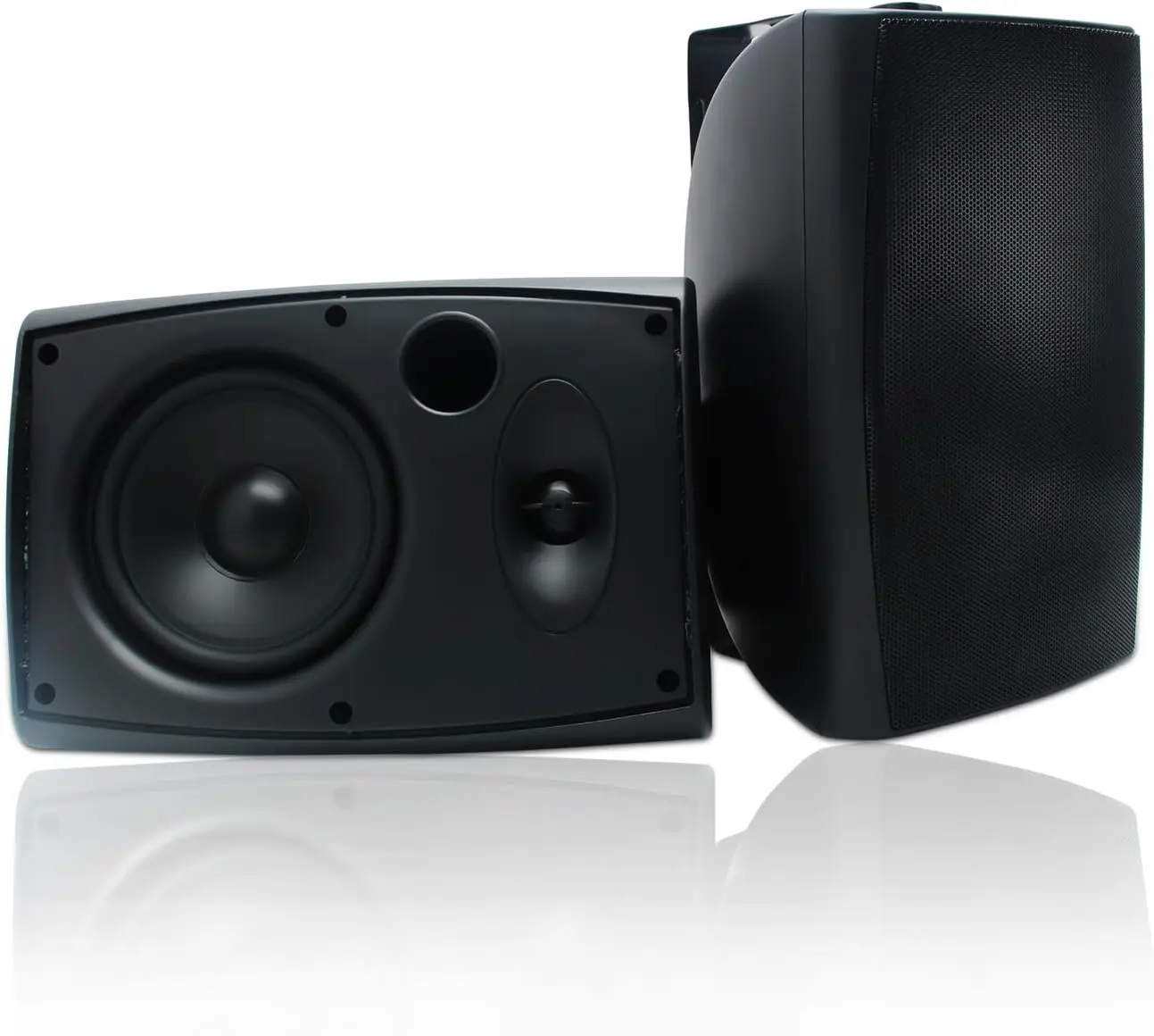 Herdio 6.5-Inch TWS Bluetooth Outdoor Wireless Stereo Speakers, 400W Aluminium Wall-Mount Pair with Water Protection, Smartphone & Wired Compatibility, Adjustable Audio (Black/White), Watts, Outdoor Wireless Speaker