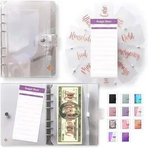 Budget Binder with Zipper Envelopes - Clear  Organizer for , A6  Envelopes for Budgeting, Rose  Pre-Printed Stickers