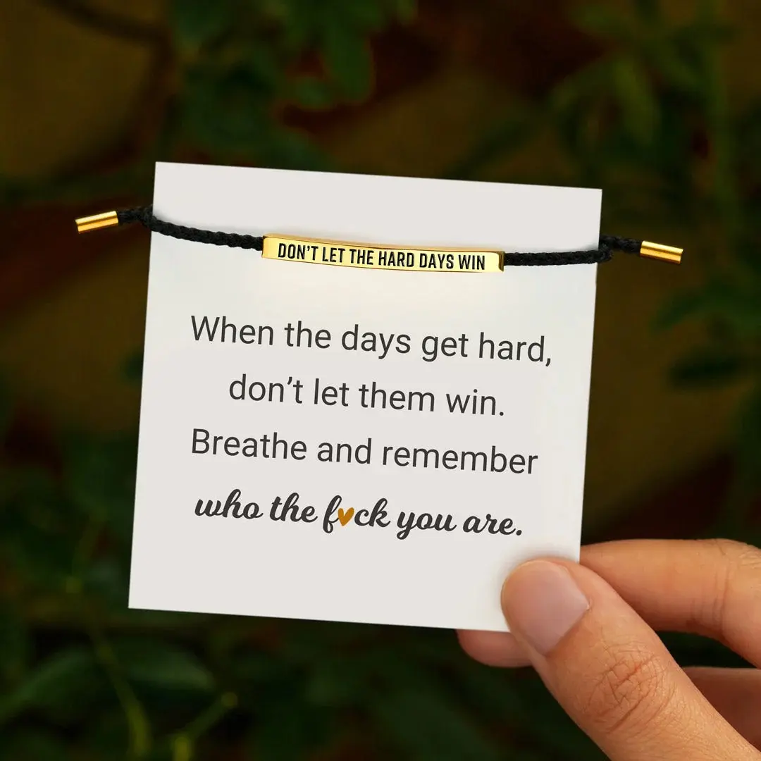 Engraved Motivational Phrase Bracelets & Bangles - "Don't Let The Hard Days Win" Inspirational Bracelet, Adjustable Up to 10in, Braided Costume Jewelry Fashion Accessory