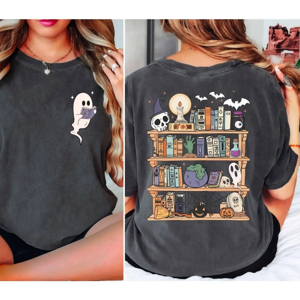 Ghost Book Reader Shirt,Halloween Library Shirt,Halloween Reading Tee,Book Lover Gift,Skeleton Book Club,Reading Girl Shirts