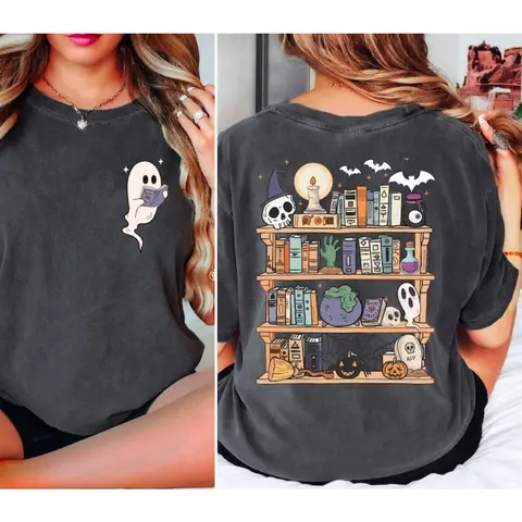 Men's Cotton Seamless Short-Sleeve Knit Fabric T-Shirt - Casual Loose Elastic-Fit Solid Tops, Ghost Reader Library Skeleton Club Gift for Book Lovers