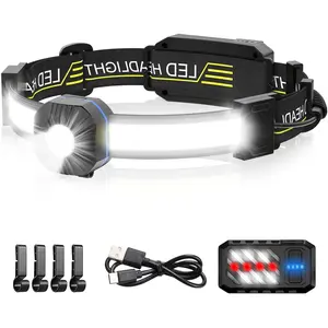 LED Headlamp, 1000lumens 230 °   Widebeam Headlight, USB Rechargeable HeadLamp with Red Taillight, Lightweight Waterproof Headband Light for Camping Running Hiking, Hard Hat Headlamp
