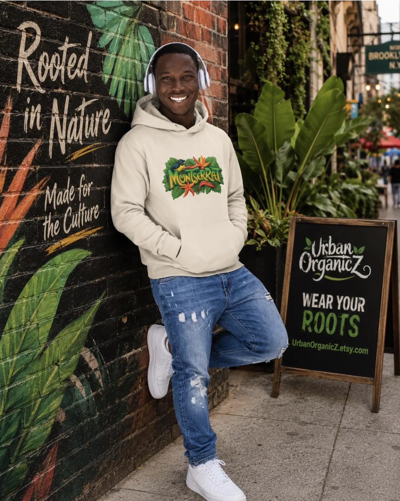Montserrat Color Splash Nature Hoodie, Montserrat Island Pullover, Unisex Sweatshirt, Nature Lover Gift, Outdoor Apparel