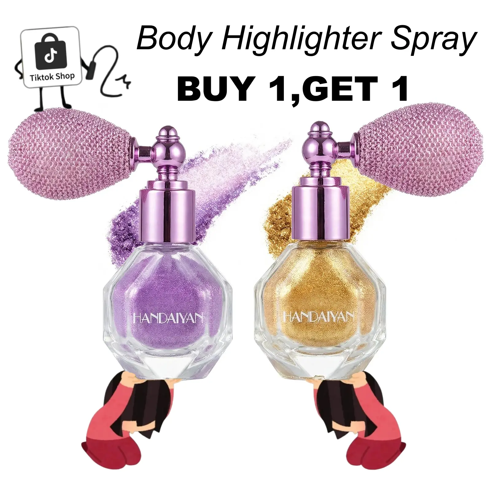 【Buy 1 Get 1】Hair and Body Glitter Spray,Body Shimmer Powder Holographic Hair Spray Glitter Sparkle Highlighter Makeup，Long Lasting Lightweight Sparkle Makeup