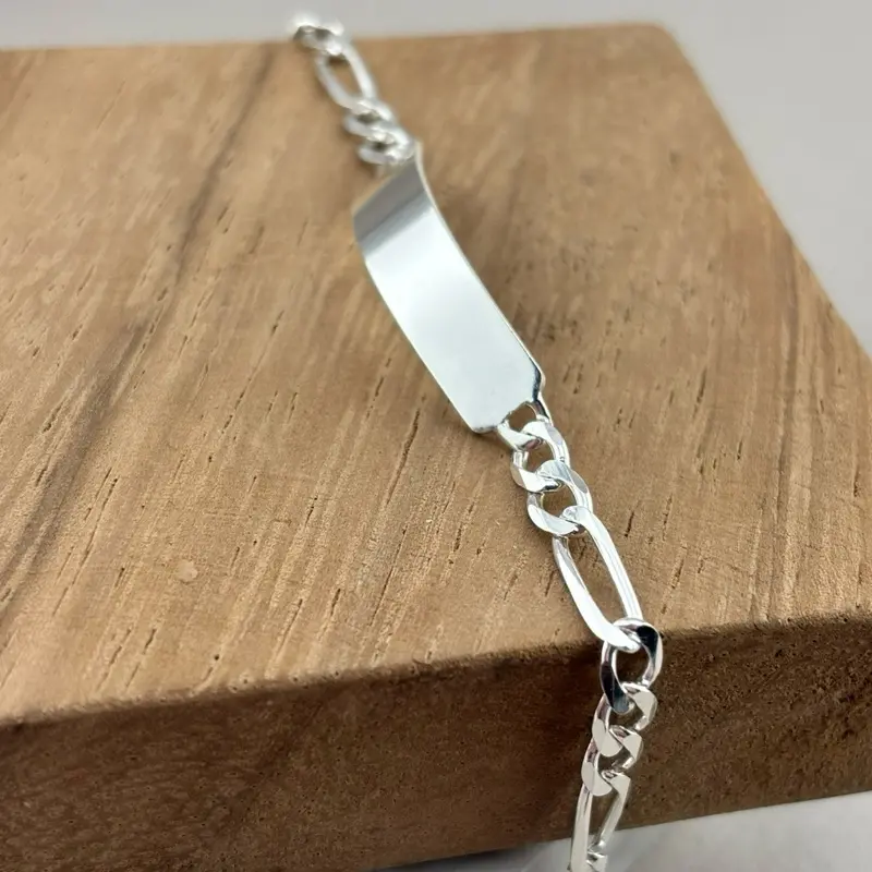 Silver 925 ID bracelet Figaro chain 6” | Esclaba de plata 925
