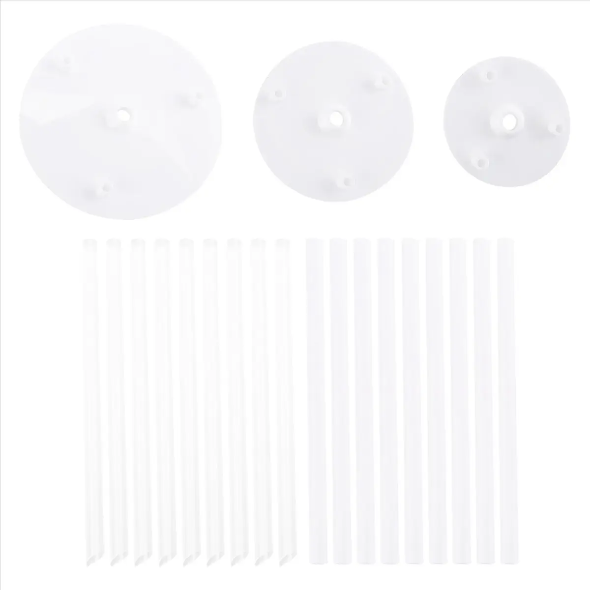 Cake Supports - Pack of 18 Cake Stands, Reusable Dowel Rods, Cake Supports with 3 Cake Plates, for Multi-Tier Cakes