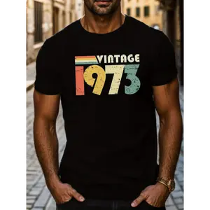 Men's Tropical Original Cotton Short-Sleeve Tee - Round Neck, Slim Fit, Retro Print, Soft, Stylish, Minimalist, Eco-Friendly Dyeing, Casual Streetwear Top, COD Eligible Casual T-Shirt