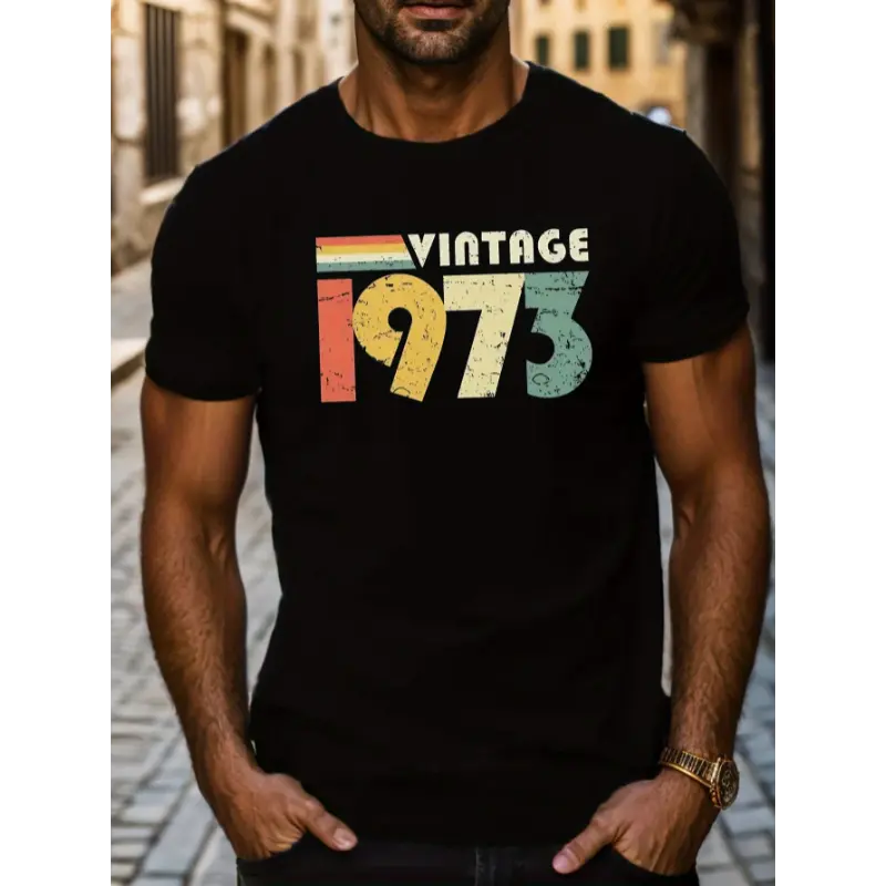 Men's Tropical Original Cotton Short-Sleeve Tee - Round Neck, Slim Fit, Retro Print, Soft, Stylish, Minimalist, Eco-Friendly Dyeing, Casual Streetwear Top, COD Eligible Casual T-Shirt