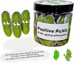 Positive Pickle Emotional Support Affirmation Cards in Jar, 60 Unique Motivational Quotes No Duplicates, Inspirational Gifts for Women Men, Easter Basket Stuffers, Cute Desk Decor, Birthday Gifts for Friend, Pickle Ornament