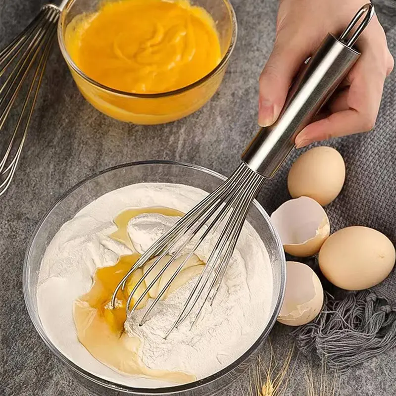 Stainless Steel Whisk, 1 Count Manual Cream Mixer With Handle, Durable Baking Tool For Kitchen, Bakeware