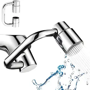 Universal Sink Faucet 1440° Rotatable Faucet Aerator Extension, U Shaped Faucet Extender with Adjustable Robotic Arm 2 Modes Adjustable, Fits 15/16” & 55/64” Threads for Kitchen & Bathroom, Rotatable Rotary Faucet