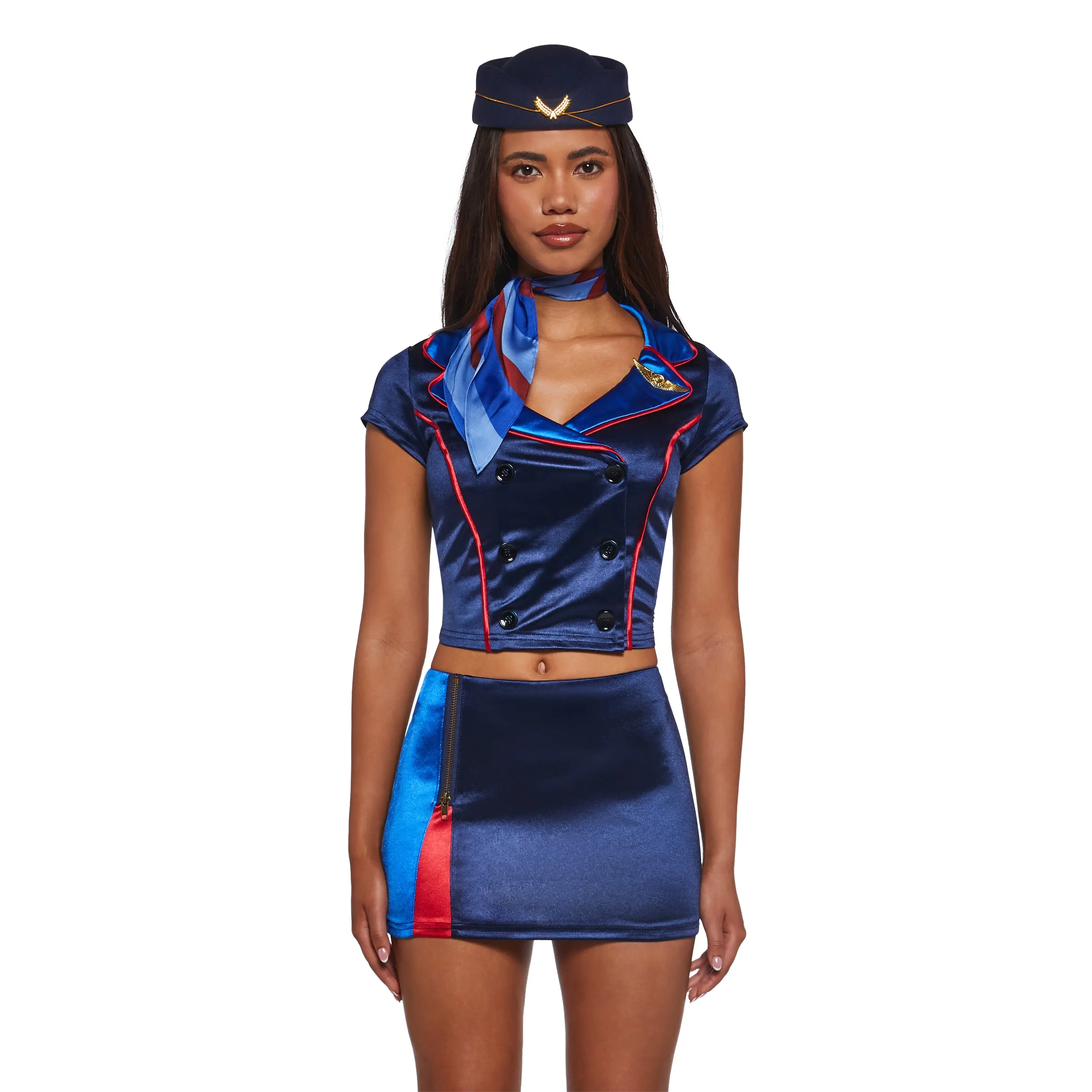 flight stewardess dress Attendant Women's Costume | Exclusive Costumes | Adult | Womens | XL | Blue/White halloween costume female Flight Attendant Jet Age 1959-2001