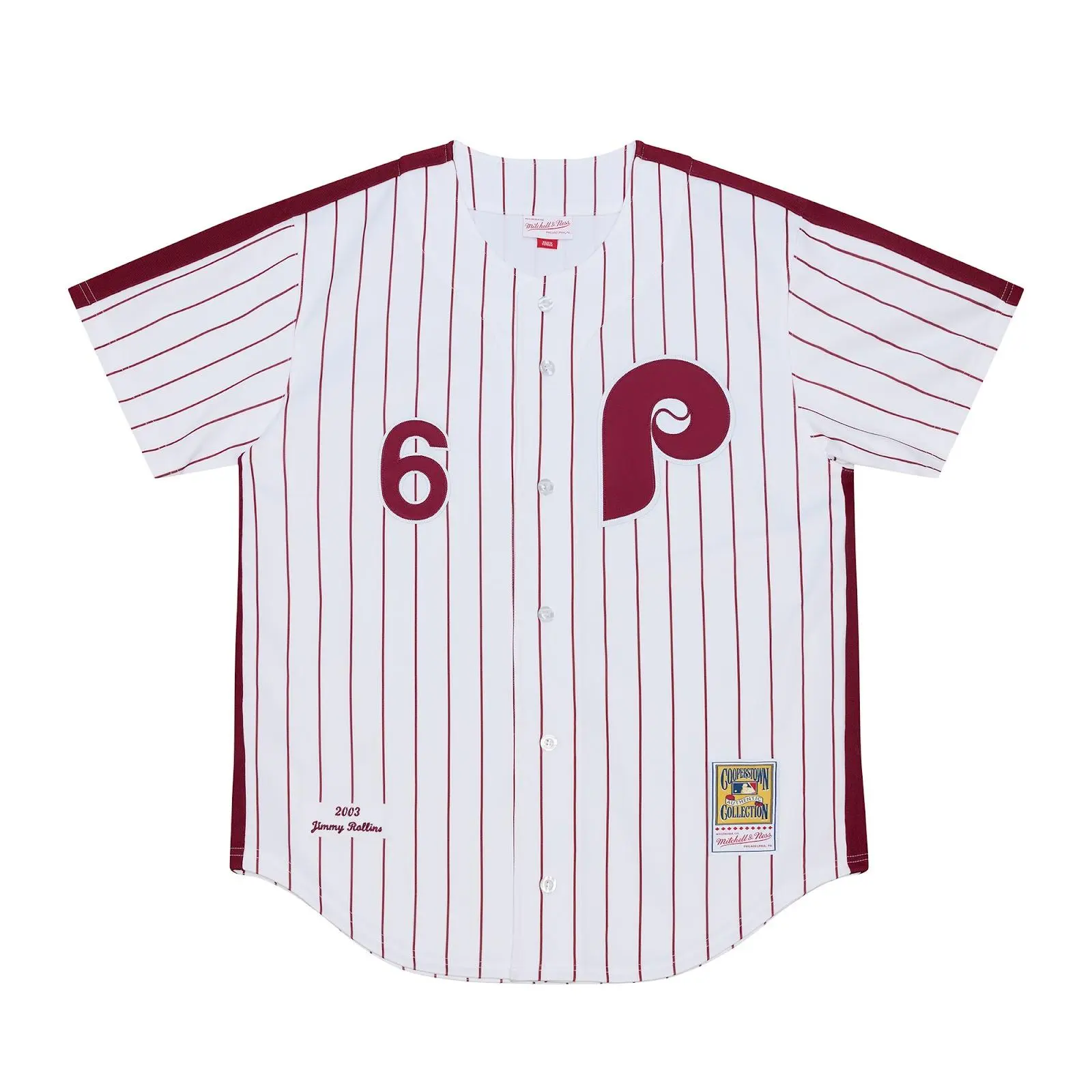 Jimmy Rollins Philadelphia Phillies 2003 White Authentic Jersey MLB Throwback Baseball Cooperstown Fan Gear Mitchell & Ness