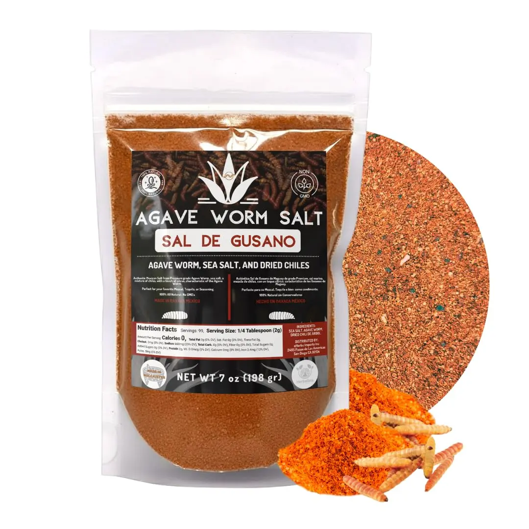 Herbalista Sal de Gusano 200g | 7oz | (Agave Worm Salt) – Handcrafted Oaxacan Chili & Sea Salt Blend – Small Batch Artisanal Mexican Salt Ideal for Mezcal, Tequila & Fresh Fruit