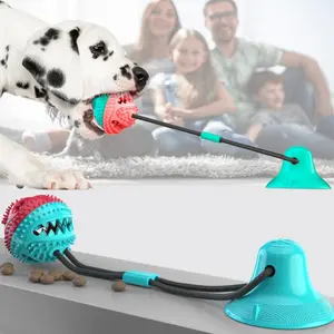 Bite Resistant Dog Molar Toy, Suction Cup Treat Dispensing Ball, Interactive Teeth Cleaning Pet Chew Toy