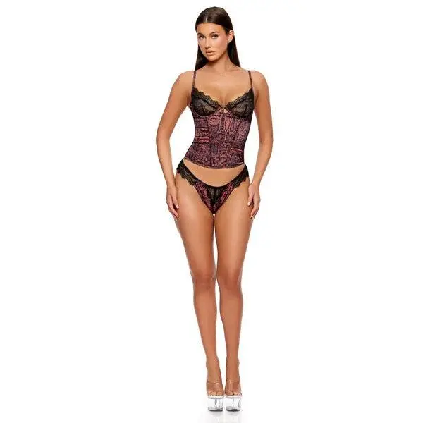 Second Skin Snake Satin Bustier Set