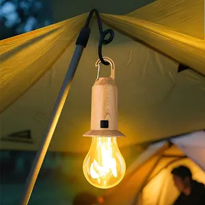 1pcs Solar Camping Lights Usb Rechargeable Tent Hanging Light Bulb, Portable Outdoor Vintage Led Camping Light, Pendant Emergency Lighting Lantern for Hiking, Backpacking, Fishing, Emergency Outage