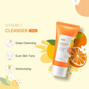 Vitamin C Face Wash 50g , Brightening Facial Cleanser for All Skin Types , Gentle Daily Face Wash with Antioxidants , Removes Dirt & Excess Oil , Non-Stripping Hydrating , Travel Size Portable, Moisturizing, Cleansing
