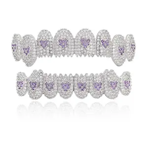 2pcs/setNewHalloweenPartyGiftJewelryFullIceFangsPlatedSharkLoveTeethMasksSilveryGoldenFunnyComedyHatAnimalHats