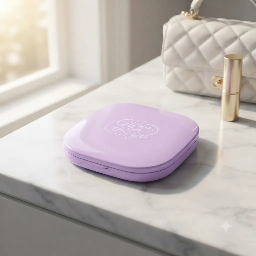 RAMUSO Lilac LED Compact Makeup Mirror - 1x/5x Magnifying, Rechargeable Pocket Vanity, Dimmable Light, Premium Purple Women's Purse Essential for Travel & College, Gift Option