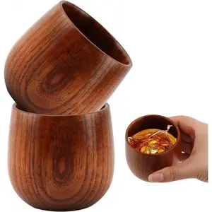 Wooden Whiskey Glasses 2 Pack, Unbreakable Bourbon Tumbler Old Fashioned Glass for Men - Non-Toxic & Shatter Proof, Ideal Christmas Gift for Dad, Husband, Groomsmen, Thanksgiving & Retirement Gift