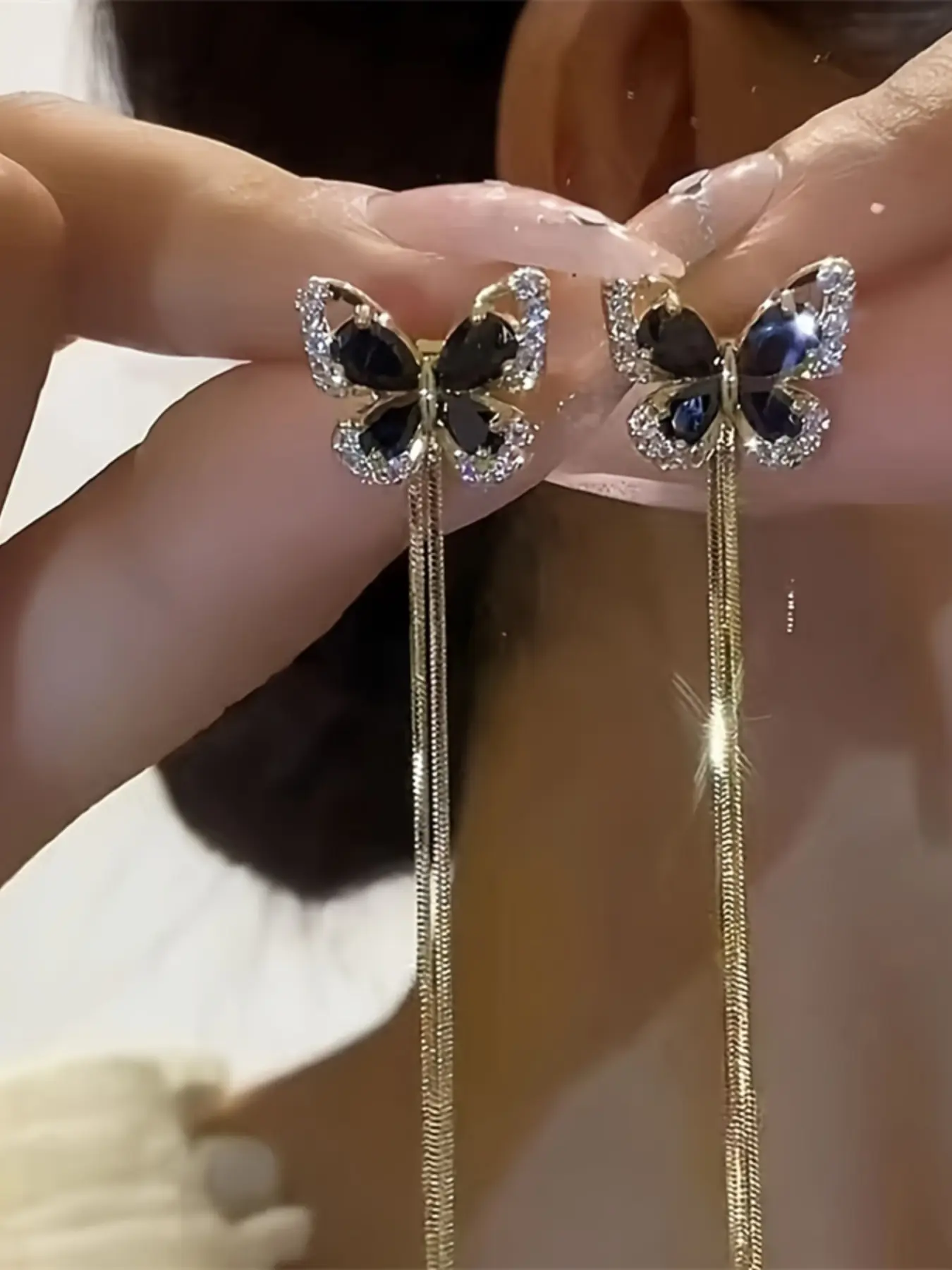 Elegant Butterfly Earrings with Sparkling Cubic Zirconia, Zirconia Butterflies, Perfect Gift for Birthday Christmas Anniversary Valentine's Day, All Seasons, Gift Ready, Unique Design Earrings